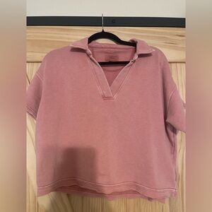 American Eagle Outfitters Women's Dusty Pink V-Neck Tee
